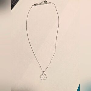 Touchstone Crystal Swarovski Make Peace Necklace crystal peace sign